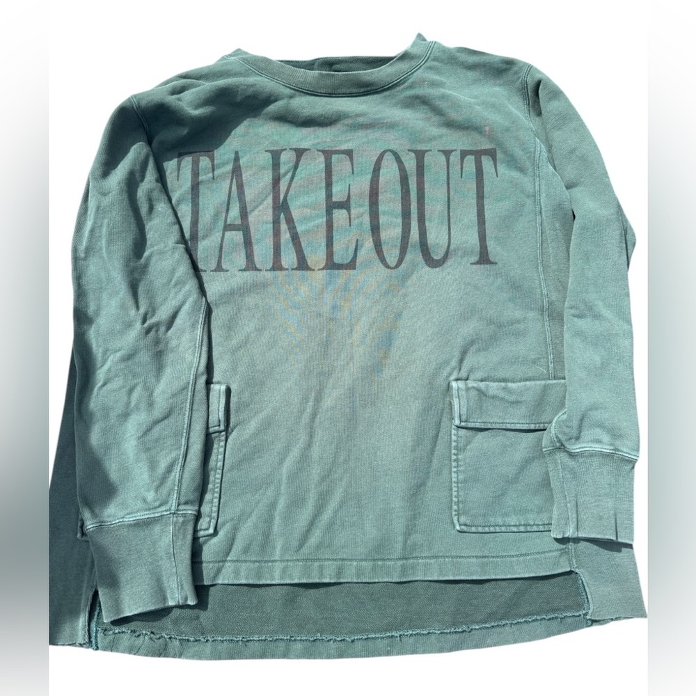 Vintage 90s “TAKE OUT” Long Sleeve Cargo Pocket Sweatshirt Women’s M